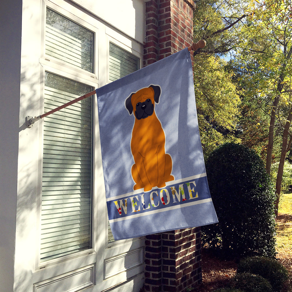 Fawn Boxer Welcome House Flag 28x40 Porch Sleeve Pole Decorative Outside Yard Banner Artwork Wall Hanging, Polyester