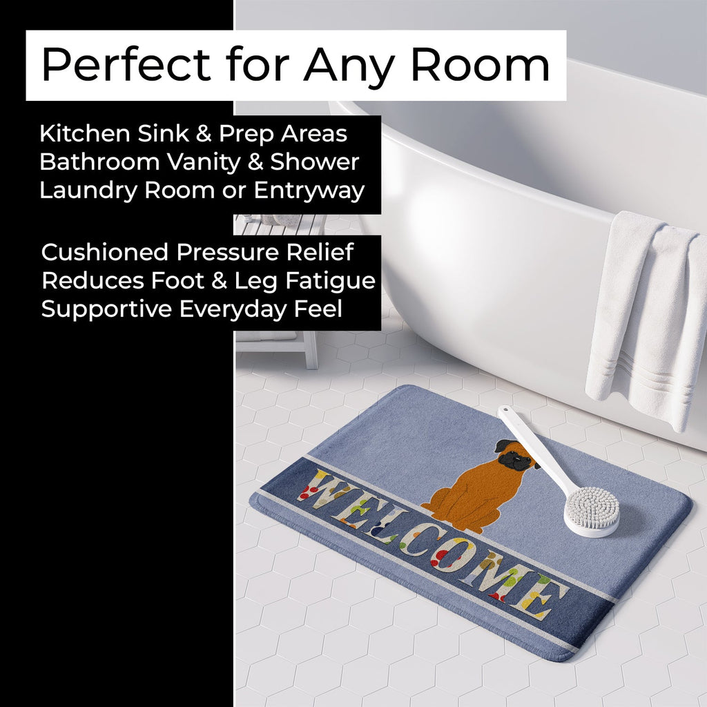 Fawn Boxer Welcome Memory Foam Kitchen Mat Machine Washable Anti-Fatigue Cushion Comfort Bath or Kitchen Rug
