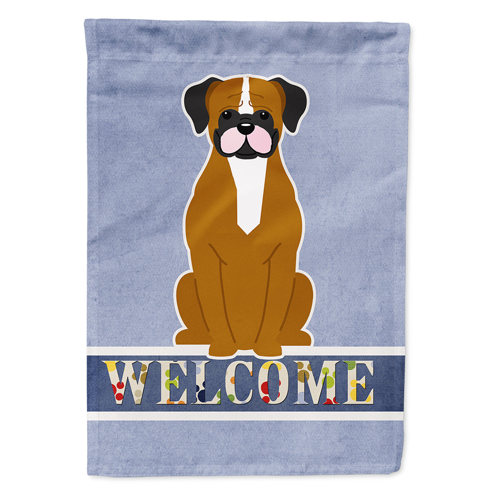 Flashy Fawn Boxer Welcome House Flag 28x40 Porch Sleeve Pole Decorative Outside Yard Banner Artwork Wall Hanging, Polyester