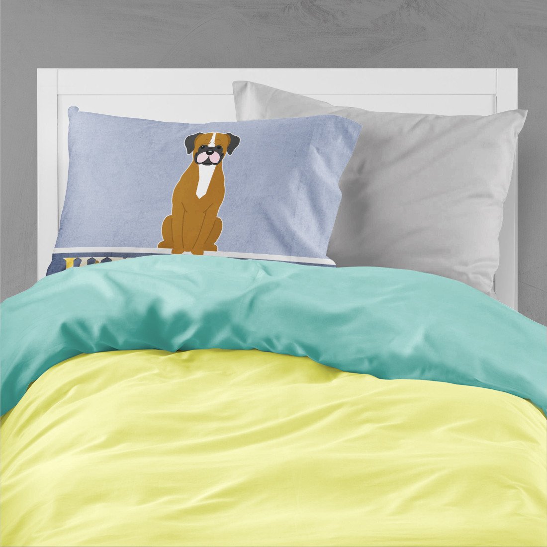 Flashy Fawn Boxer Welcome Standard Pillowcase Lightweight Super Soft Easy Care Decorative Artwork Pillowcase, Standard