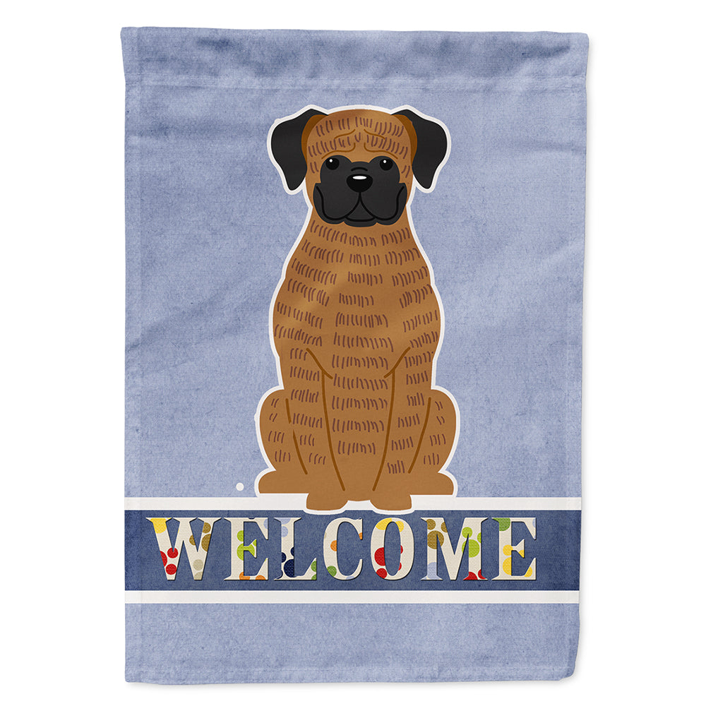 Brindle Boxer Welcome House Flag 28x40 Porch Sleeve Pole Decorative Outside Yard Banner Artwork Wall Hanging, Polyester