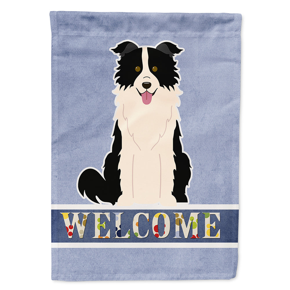 Border Collie Black White Welcome House Flag 28x40 Porch Sleeve Pole Decorative Outside Yard Banner Artwork Wall Hanging, Polyester