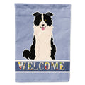 Border Collie Black White Welcome House Flag 28x40 Porch Sleeve Pole Decorative Outside Yard Banner Artwork Wall Hanging, Polyester