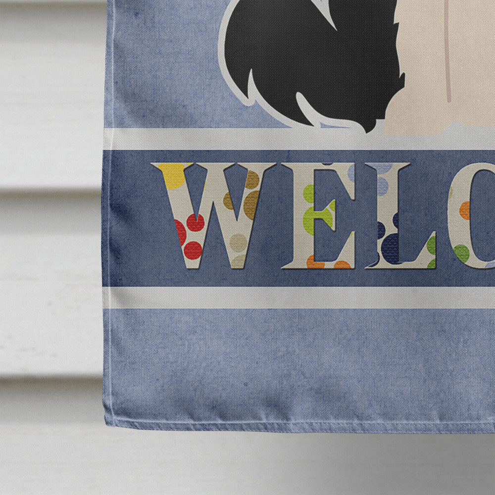 Border Collie Black White Welcome House Flag 28x40 Porch Sleeve Pole Decorative Outside Yard Banner Artwork Wall Hanging, Polyester