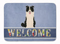 Border Collie Black White Welcome Memory Foam Kitchen Mat Machine Washable Anti-Fatigue Cushion Comfort Bath or Kitchen Rug