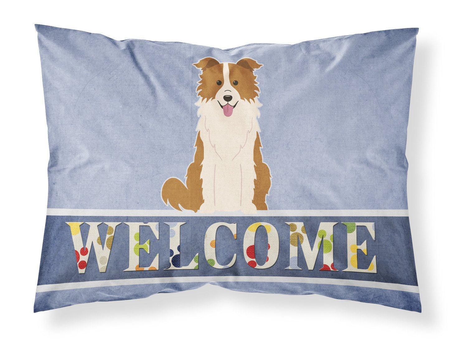Border Collie Red White Welcome Standard Pillowcase Lightweight Super Soft Easy Care Decorative Artwork Pillowcase, Standard