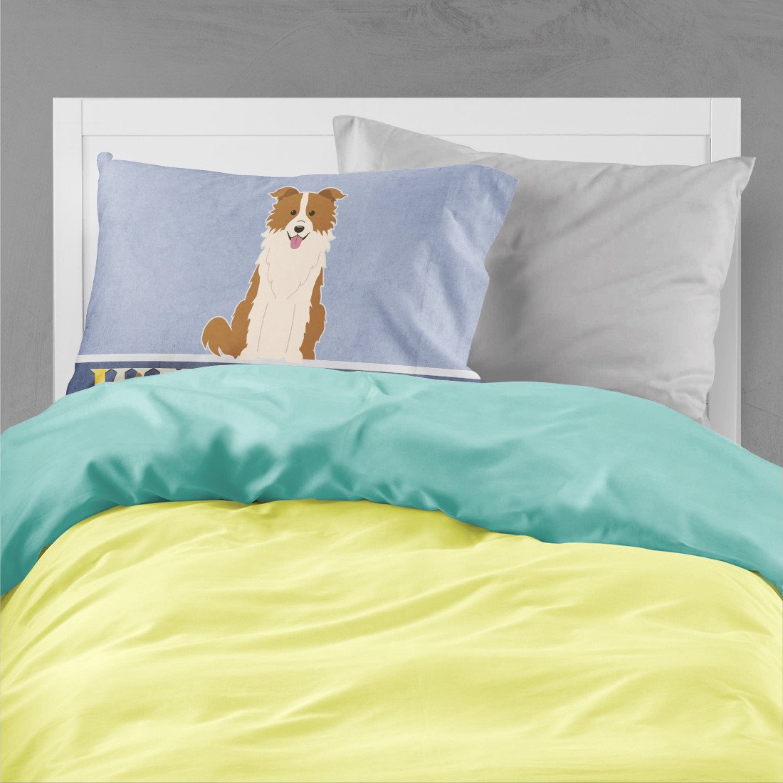 Border Collie Red White Welcome Standard Pillowcase Lightweight Super Soft Easy Care Decorative Artwork Pillowcase, Standard
