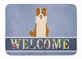Border Collie Red White Welcome Memory Foam Kitchen Mat Machine Washable Anti-Fatigue Cushion Comfort Bath or Kitchen Rug