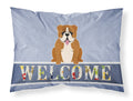 English Bulldog Red White Welcome Standard Pillowcase Lightweight Super Soft Easy Care Decorative Artwork Pillowcase, Standard