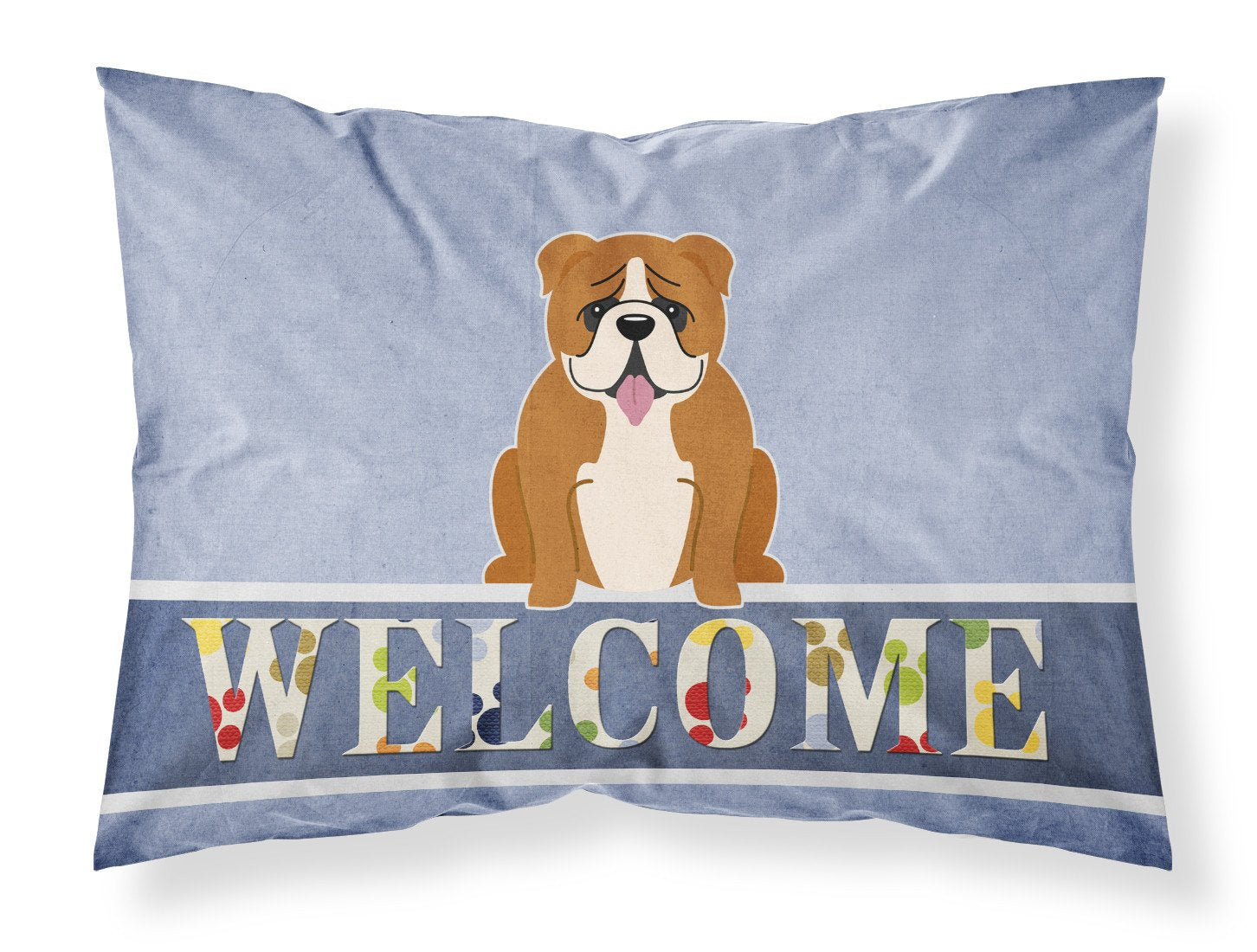 English Bulldog Red White Welcome Standard Pillowcase Lightweight Super Soft Easy Care Decorative Artwork Pillowcase, Standard
