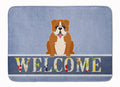 English Bulldog Red White Welcome Memory Foam Kitchen Mat Machine Washable Anti-Fatigue Cushion Comfort Bath or Kitchen Rug