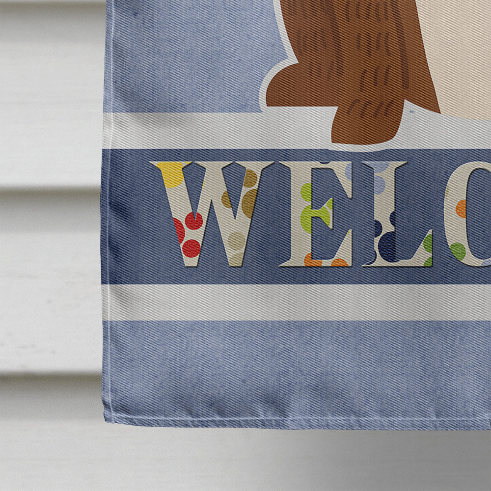 English Bulldog Brindle White Welcome House Flag 28x40 Porch Sleeve Pole Decorative Outside Yard Banner Artwork Wall Hanging, Polyester