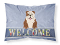 English Bulldog Brindle White Welcome Standard Pillowcase Lightweight Super Soft Easy Care Decorative Artwork Pillowcase, Standard