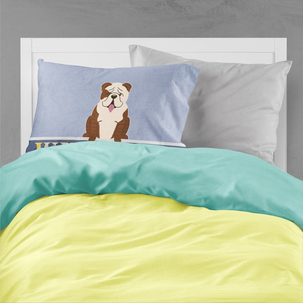 English Bulldog Brindle White Welcome Standard Pillowcase Lightweight Super Soft Easy Care Decorative Artwork Pillowcase, Standard