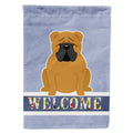 English Bulldog Red Welcome House Flag 28x40 Porch Sleeve Pole Decorative Outside Yard Banner Artwork Wall Hanging, Polyester