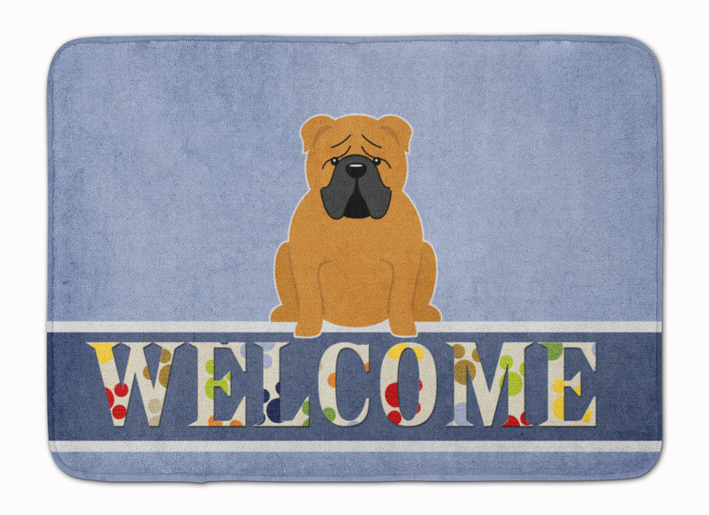 English Bulldog Red Welcome Memory Foam Kitchen Mat Machine Washable Anti-Fatigue Cushion Comfort Bath or Kitchen Rug