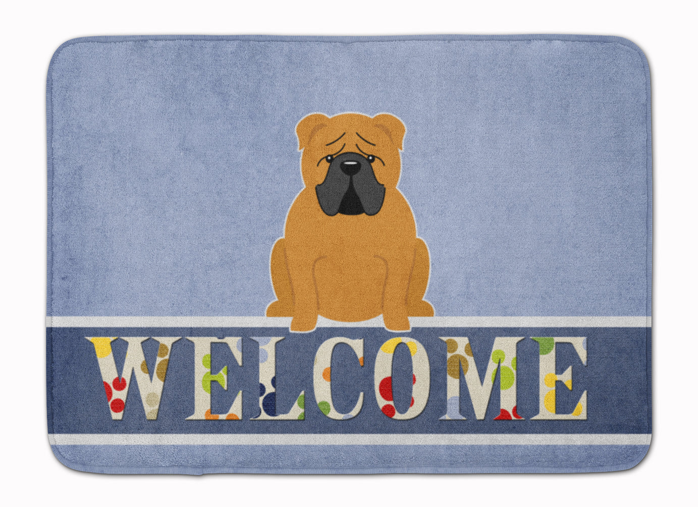 English Bulldog Red Welcome Memory Foam Kitchen Mat Machine Washable Anti-Fatigue Cushion Comfort Bath or Kitchen Rug