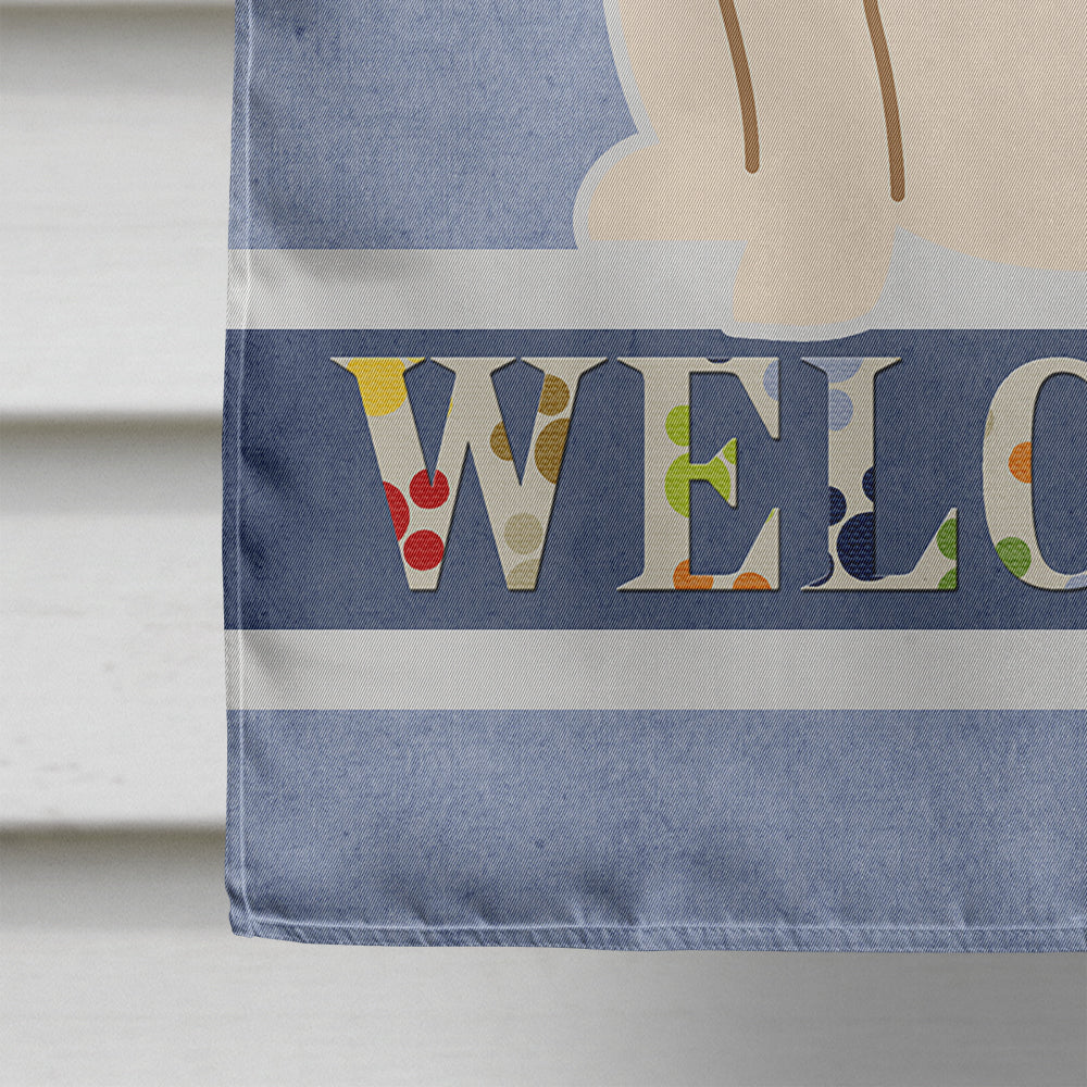 English Bulldog White Welcome House Flag 28x40 Porch Sleeve Pole Decorative Outside Yard Banner Artwork Wall Hanging, Polyester