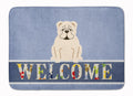 English Bulldog White Welcome Memory Foam Kitchen Mat Machine Washable Anti-Fatigue Cushion Comfort Bath or Kitchen Rug