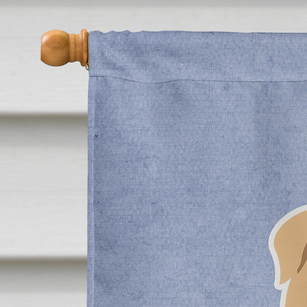 English Bulldog Fawn Welcome House Flag 28x40 Porch Sleeve Pole Decorative Outside Yard Banner Artwork Wall Hanging, Polyester