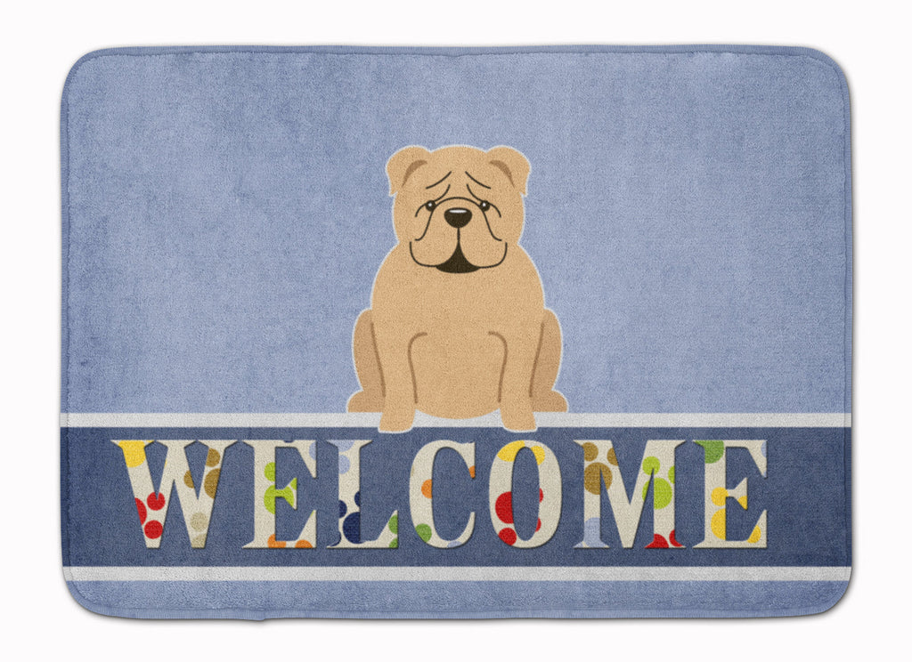 English Bulldog Fawn Welcome Memory Foam Kitchen Mat Machine Washable Anti-Fatigue Cushion Comfort Bath or Kitchen Rug