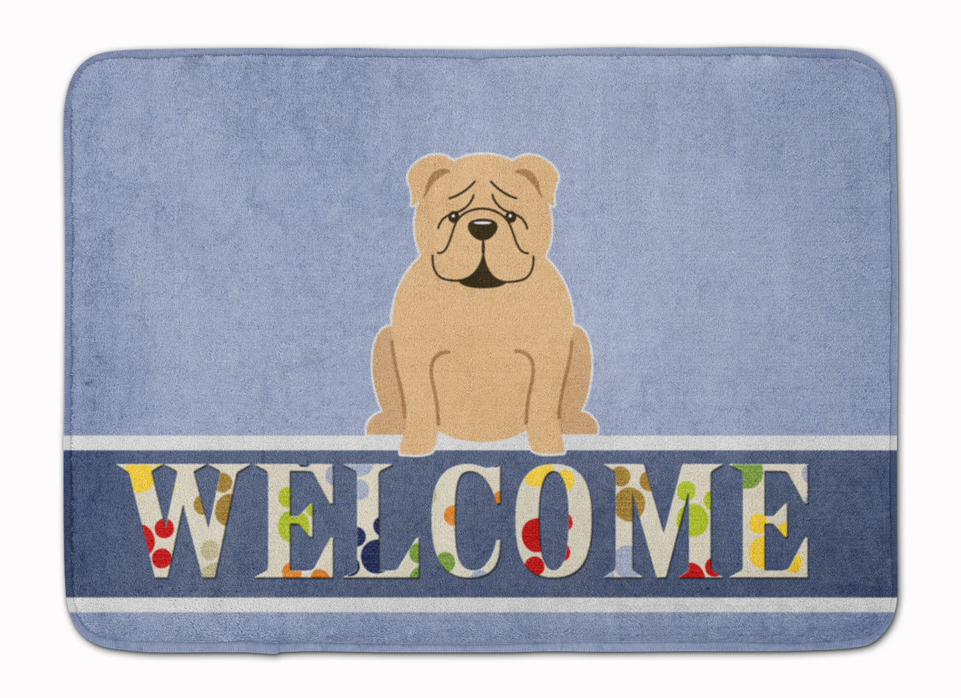 English Bulldog Fawn Welcome Memory Foam Kitchen Mat Machine Washable Anti-Fatigue Cushion Comfort Bath or Kitchen Rug