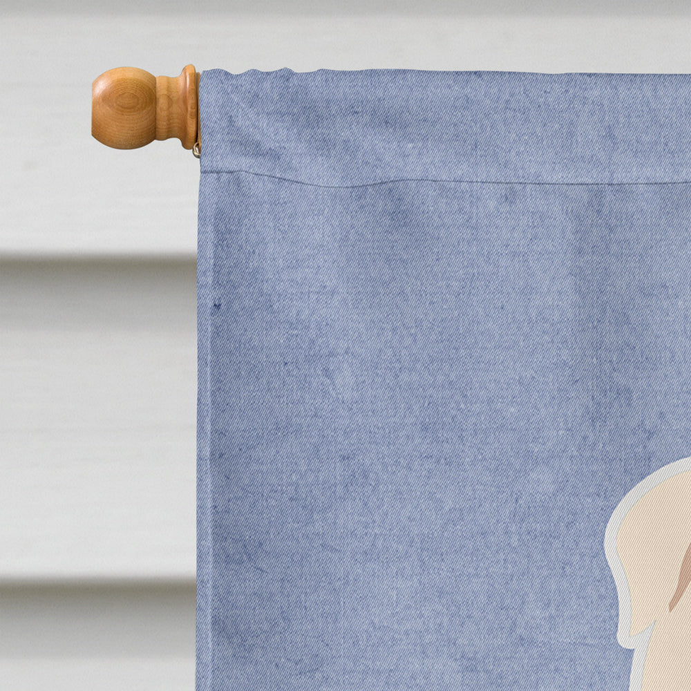English Bulldog Fawn White Welcome House Flag 28x40 Porch Sleeve Pole Decorative Outside Yard Banner Artwork Wall Hanging, Polyester