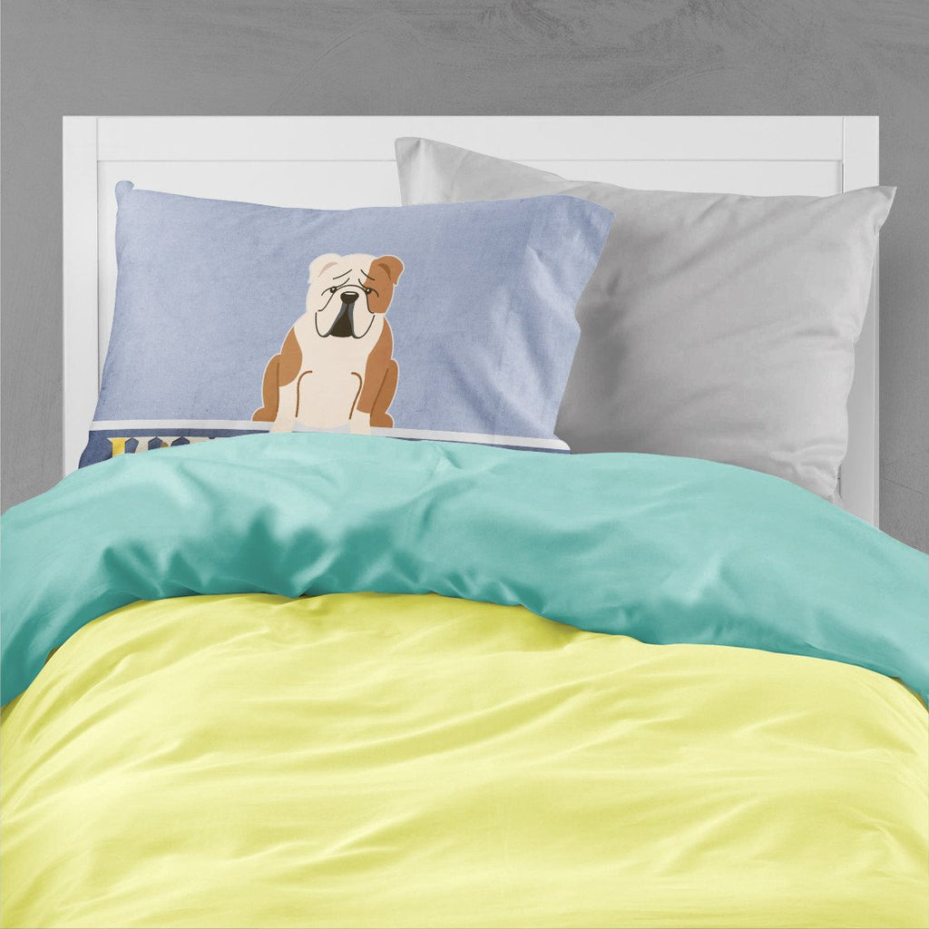English Bulldog Fawn White Welcome Standard Pillowcase Lightweight Super Soft Easy Care Decorative Artwork Pillowcase, Standard