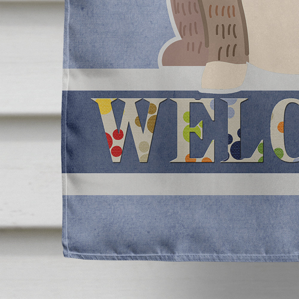 English Bulldog Grey Brindle  Welcome House Flag 28x40 Porch Sleeve Pole Decorative Outside Yard Banner Artwork Wall Hanging, Polyester