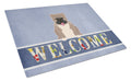 English Bulldog Grey Brindle  Welcome Cutting Board Tempered Glass Kitchen Cutting Surface, Heat Resistant Chopping, Non-Slip Feet, Food Prep & Serving