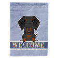 Wire Haired Dachshund Black Tan Welcome House Flag 28x40 Porch Sleeve Pole Decorative Outside Yard Banner Artwork Wall Hanging, Polyester
