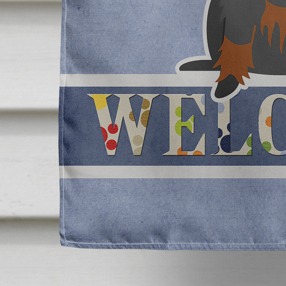 Wire Haired Dachshund Black Tan Welcome House Flag 28x40 Porch Sleeve Pole Decorative Outside Yard Banner Artwork Wall Hanging, Polyester