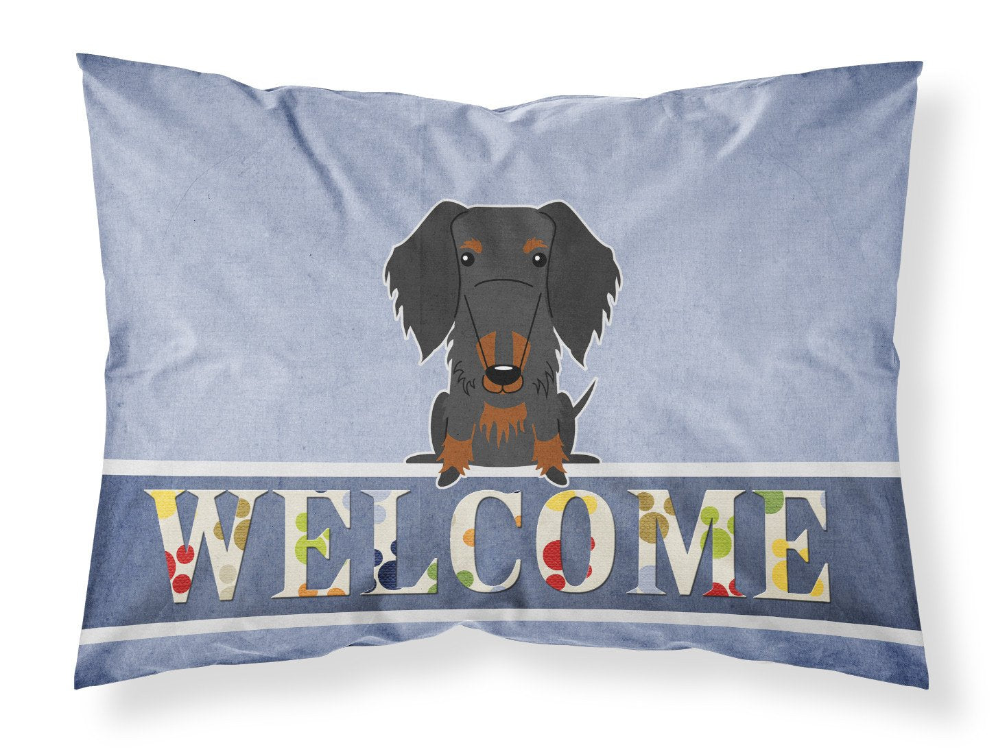 Wire Haired Dachshund Black Tan Welcome Standard Pillowcase Lightweight Super Soft Easy Care Decorative Artwork Pillowcase, Standard