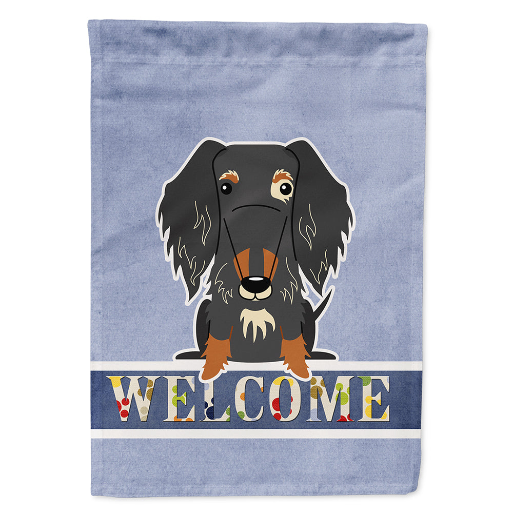 Wire Haired Dachshund Dapple Welcome House Flag 28x40 Porch Sleeve Pole Decorative Outside Yard Banner Artwork Wall Hanging, Polyester