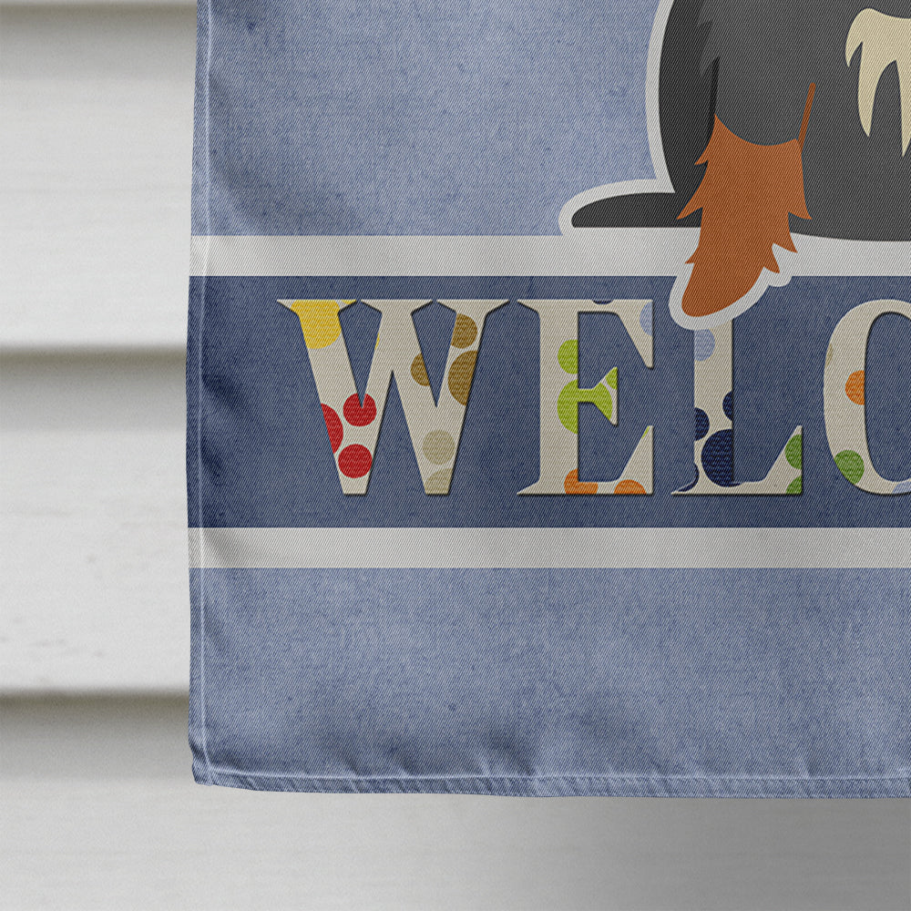 Wire Haired Dachshund Dapple Welcome House Flag 28x40 Porch Sleeve Pole Decorative Outside Yard Banner Artwork Wall Hanging, Polyester