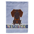 Wire Haired Dachshund Chocolate Welcome House Flag 28x40 Porch Sleeve Pole Decorative Outside Yard Banner Artwork Wall Hanging, Polyester