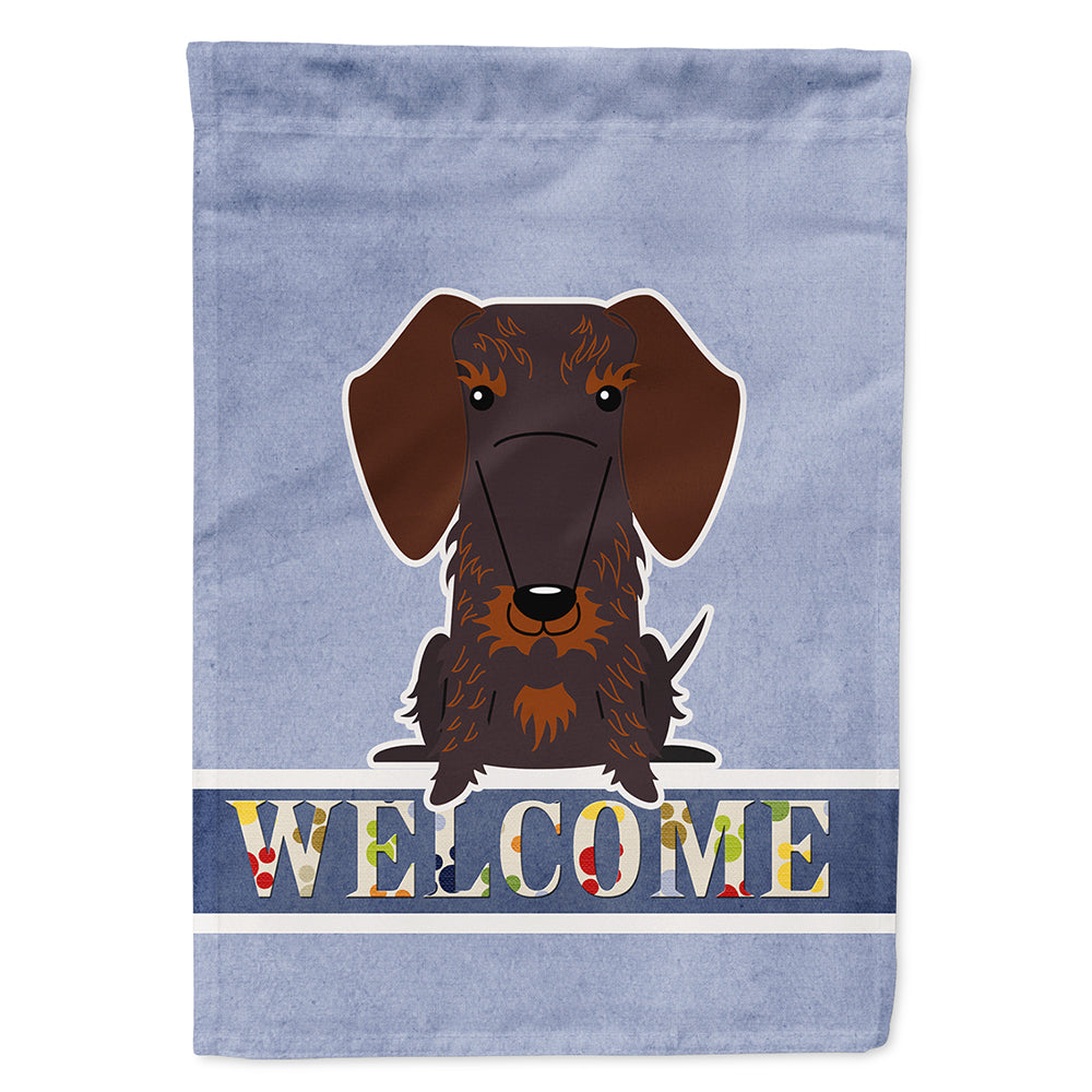 Wire Haired Dachshund Chocolate Welcome House Flag 28x40 Porch Sleeve Pole Decorative Outside Yard Banner Artwork Wall Hanging, Polyester