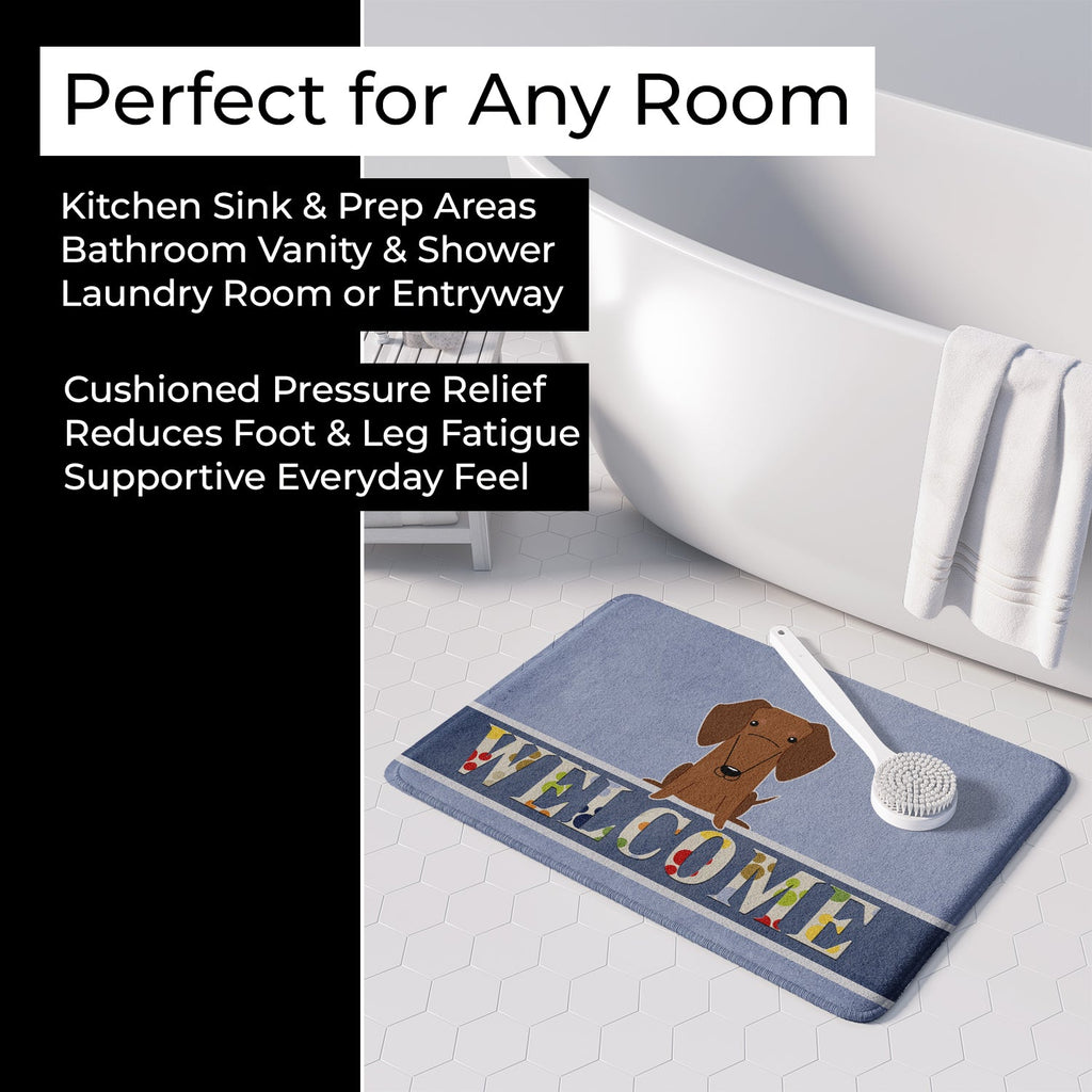 Dachshund Red Brown Welcome Memory Foam Kitchen Mat Machine Washable Anti-Fatigue Cushion Comfort Bath or Kitchen Rug