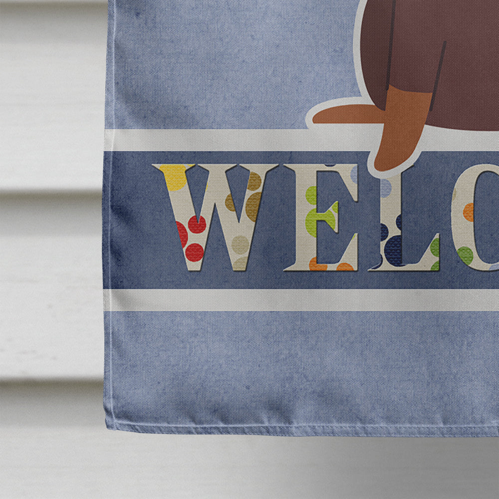 Dachshund Chocolate Welcome House Flag 28x40 Porch Sleeve Pole Decorative Outside Yard Banner Artwork Wall Hanging, Polyester
