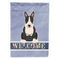 Bull Terrier Black White Welcome House Flag 28x40 Porch Sleeve Pole Decorative Outside Yard Banner Artwork Wall Hanging, Polyester