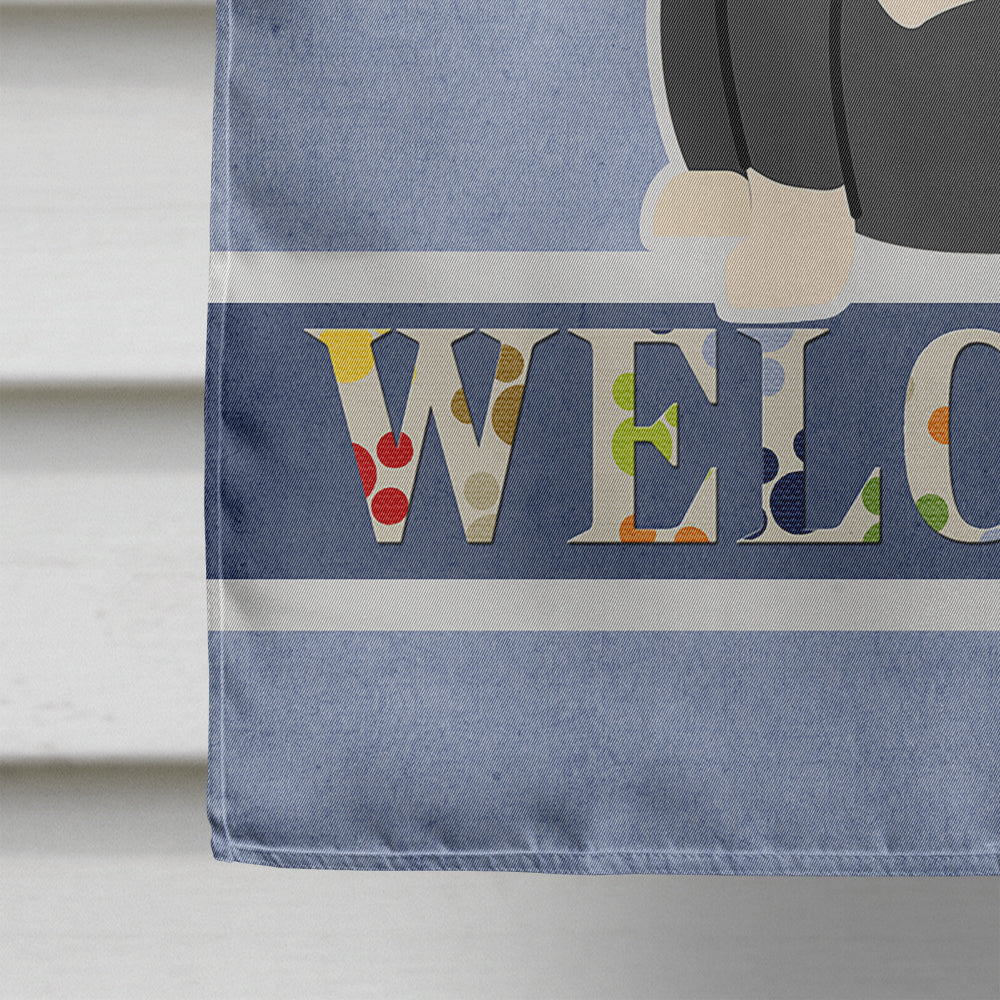 Bull Terrier Black White Welcome House Flag 28x40 Porch Sleeve Pole Decorative Outside Yard Banner Artwork Wall Hanging, Polyester