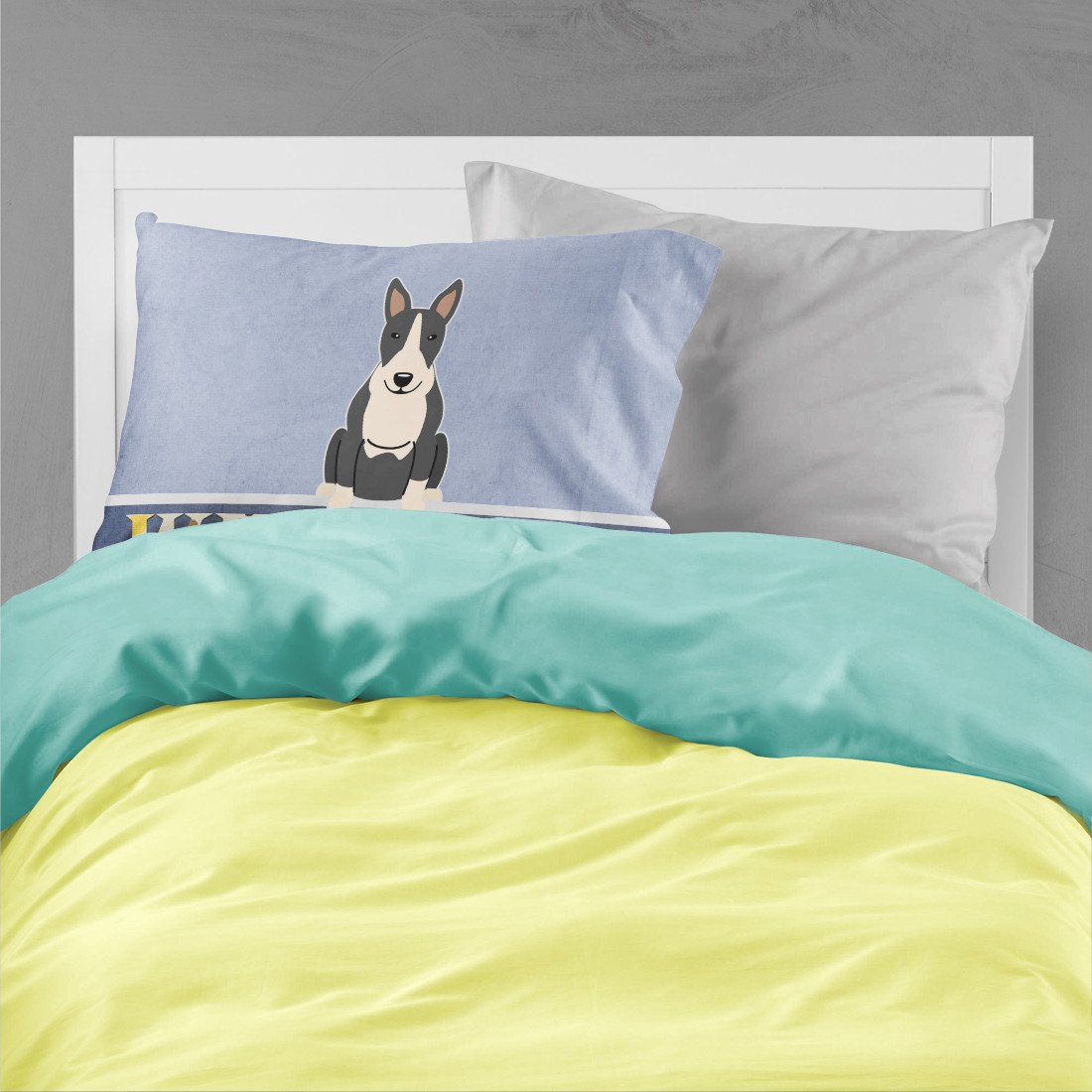 Bull Terrier Black White Welcome Standard Pillowcase Lightweight Super Soft Easy Care Decorative Artwork Pillowcase, Standard