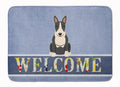 Bull Terrier Black White Welcome Memory Foam Kitchen Mat Machine Washable Anti-Fatigue Cushion Comfort Bath or Kitchen Rug