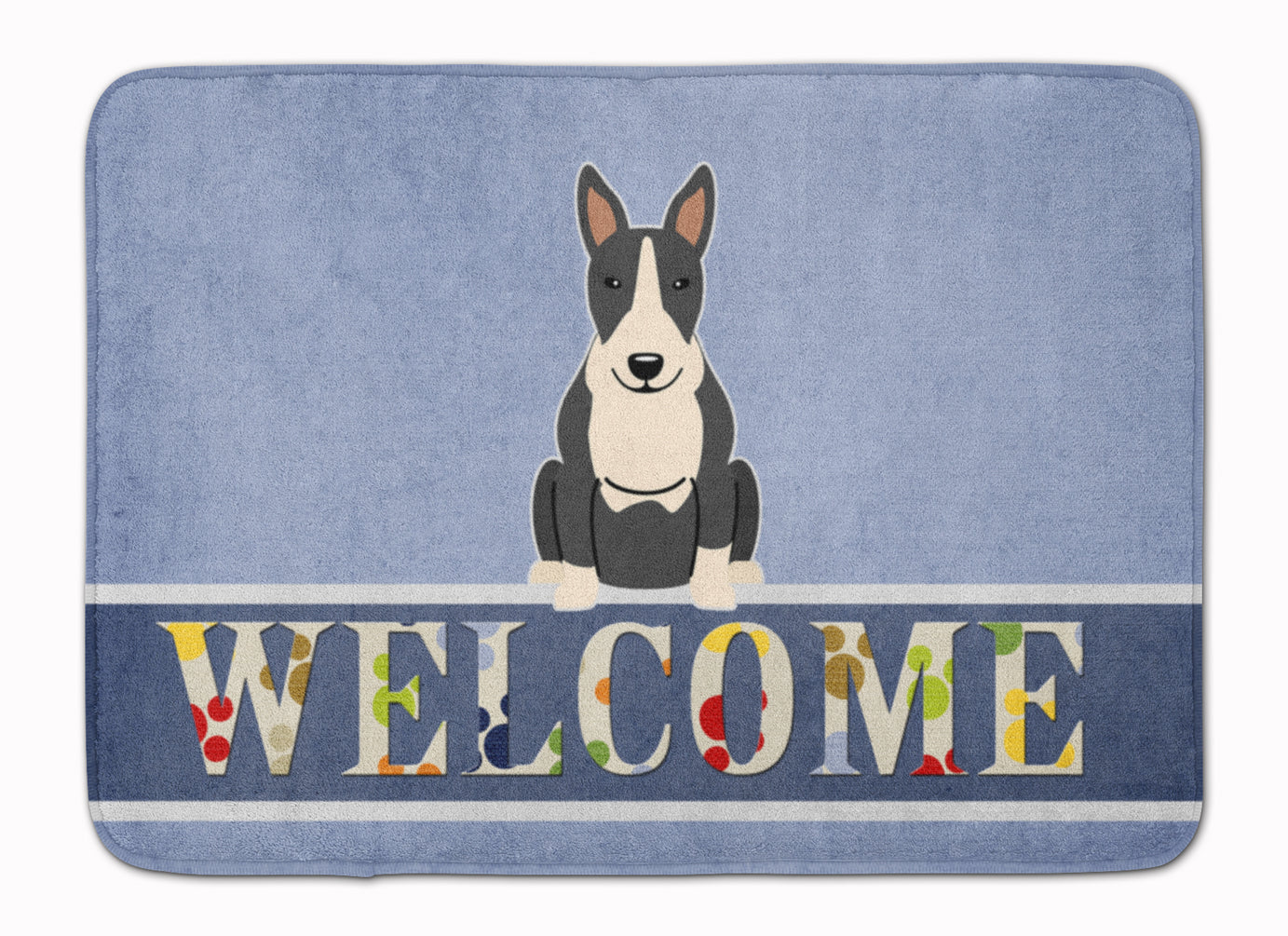 Bull Terrier Black White Welcome Memory Foam Kitchen Mat Machine Washable Anti-Fatigue Cushion Comfort Bath or Kitchen Rug