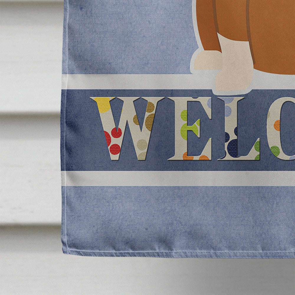 Bull Terrier Red Welcome House Flag 28x40 Porch Sleeve Pole Decorative Outside Yard Banner Artwork Wall Hanging, Polyester