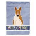 Bull Terrier Red White Welcome House Flag 28x40 Porch Sleeve Pole Decorative Outside Yard Banner Artwork Wall Hanging, Polyester