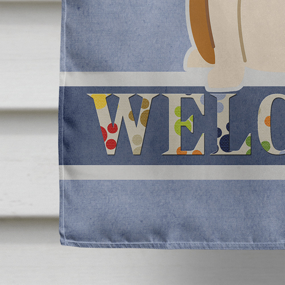 Bull Terrier Red White Welcome House Flag 28x40 Porch Sleeve Pole Decorative Outside Yard Banner Artwork Wall Hanging, Polyester