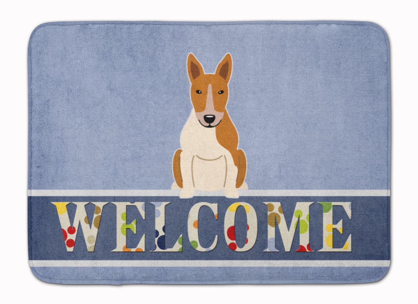 Bull Terrier Red White Welcome Memory Foam Kitchen Mat Machine Washable Anti-Fatigue Cushion Comfort Bath or Kitchen Rug