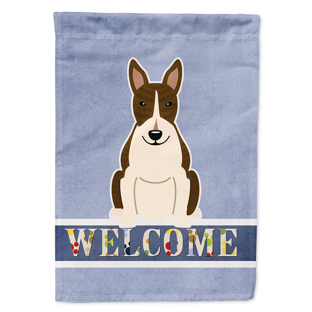 Bull Terrier Dark Brindle Welcome House Flag 28x40 Porch Sleeve Pole Decorative Outside Yard Banner Artwork Wall Hanging, Polyester
