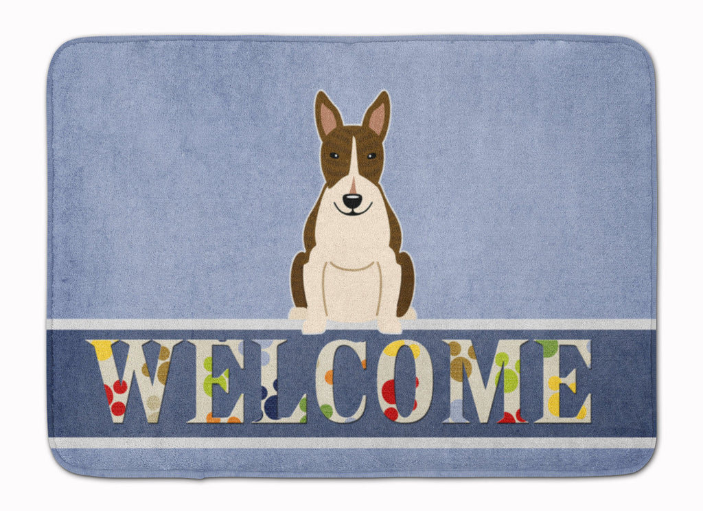 Bull Terrier Dark Brindle Welcome Memory Foam Kitchen Mat Machine Washable Anti-Fatigue Cushion Comfort Bath or Kitchen Rug